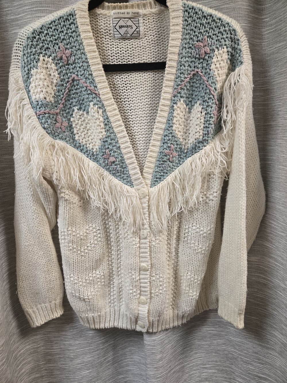 vintage Nuggets fringed hand-knit cardigan
